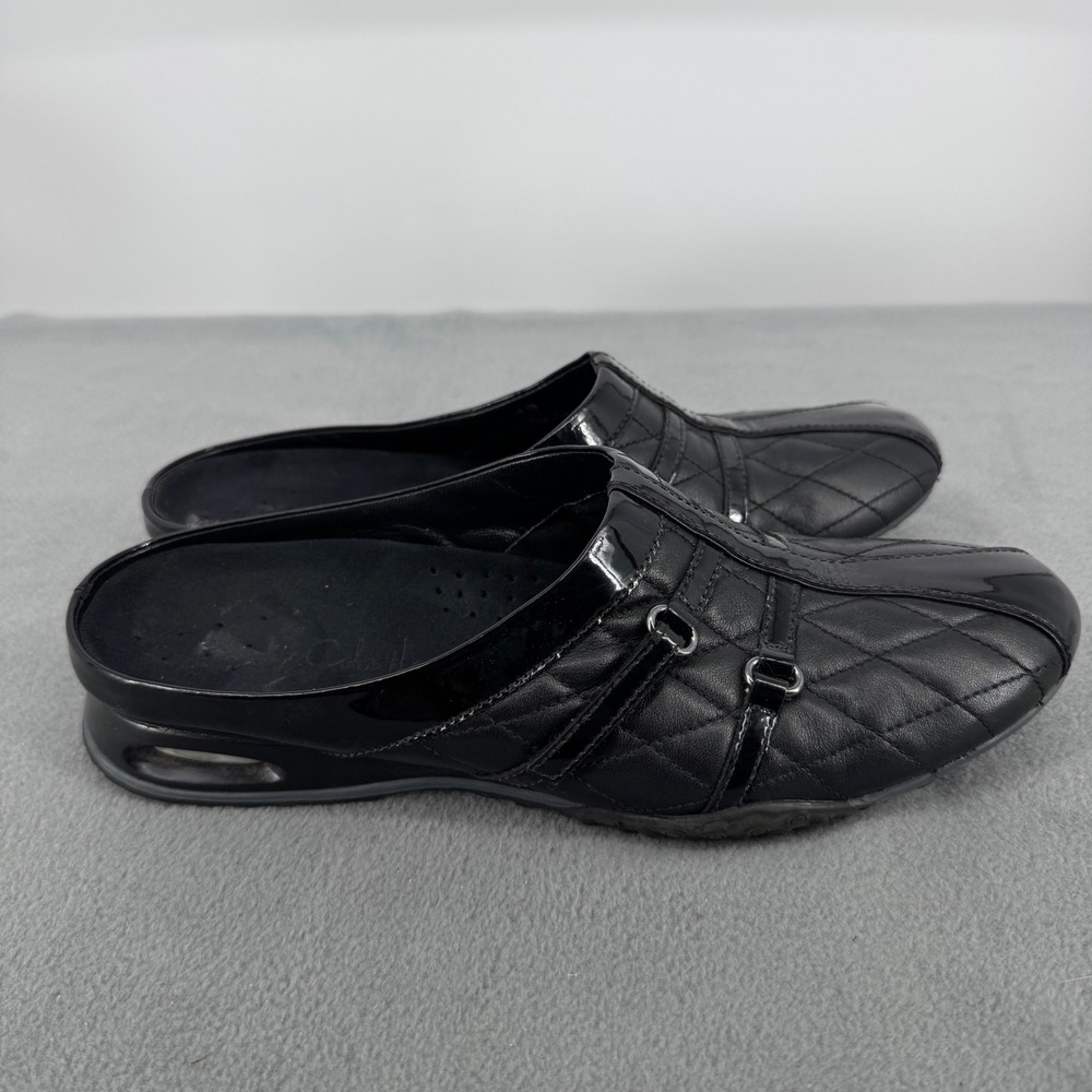 Cole Haan Nike Air Womens 7B Black Quilted Leather Mules D23115